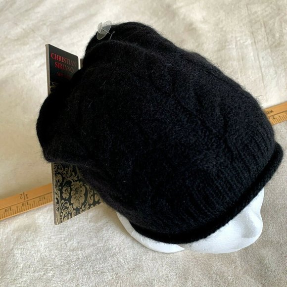 Christian Siriano black 100% cashmere hat main image 7